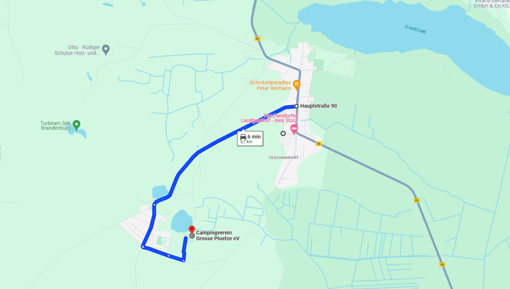 anfahrt campingplatz grosse ploetze e.v. von teschendorf